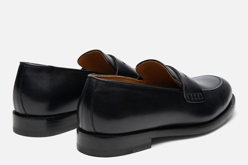 Gordon Rush Nicholas Penny Loafer Shoe Black Rear View Pair