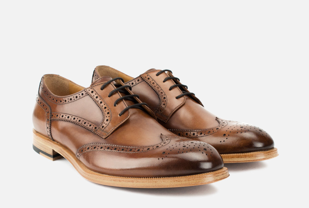 Gordon Rush Percy Wingtip Shoe Cognac Side View Pair