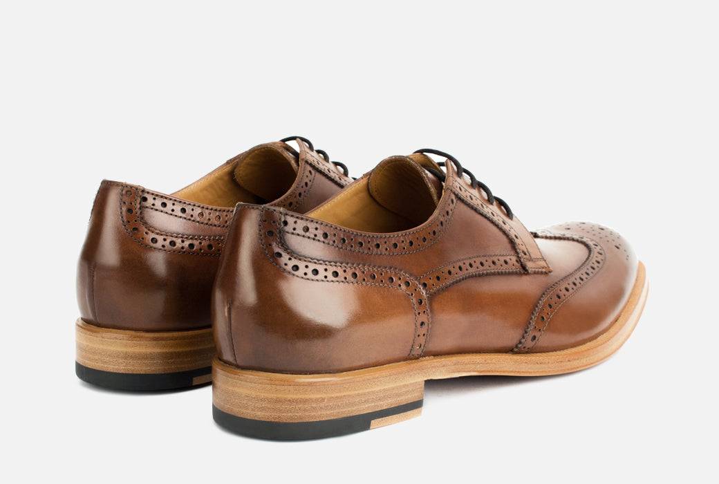 Gordon Rush Percy Wingtip Shoe Cognac Rear View Pair